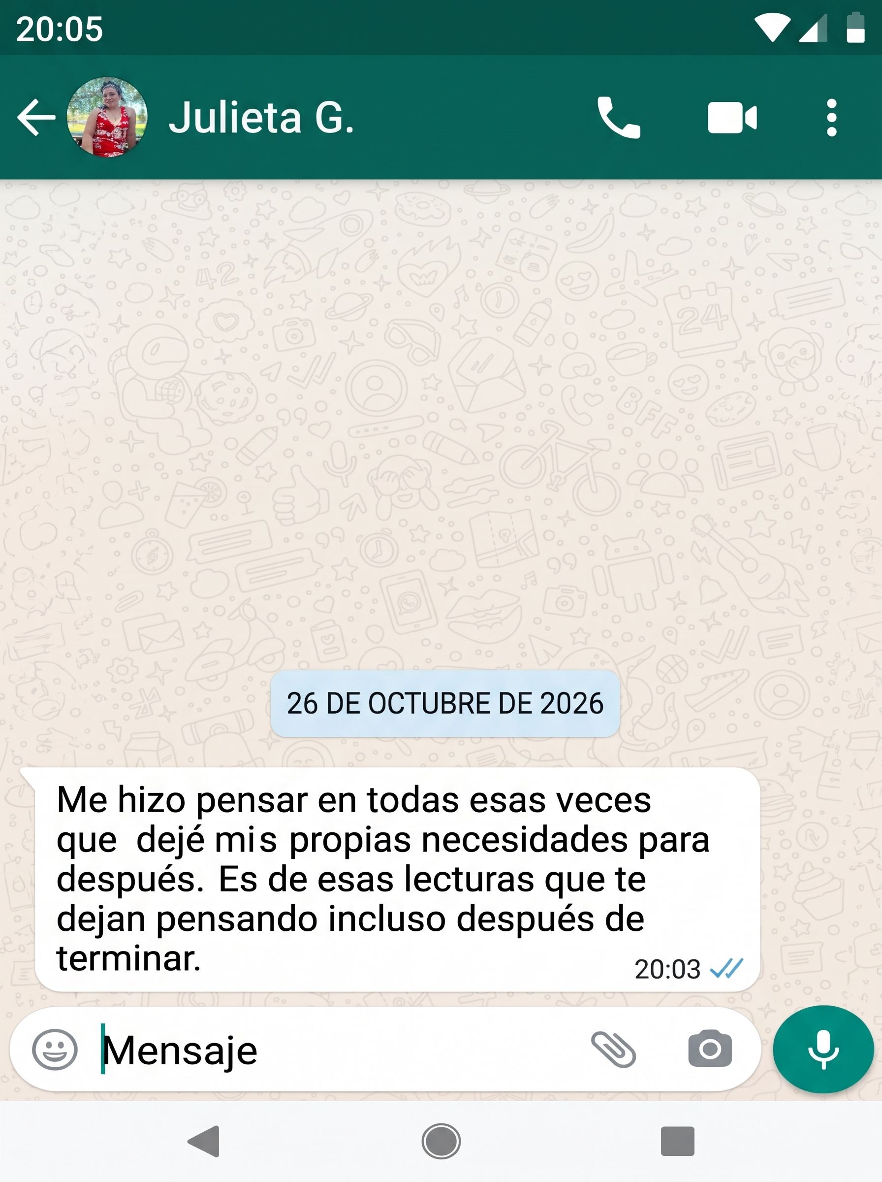 Mensaje de una lectora